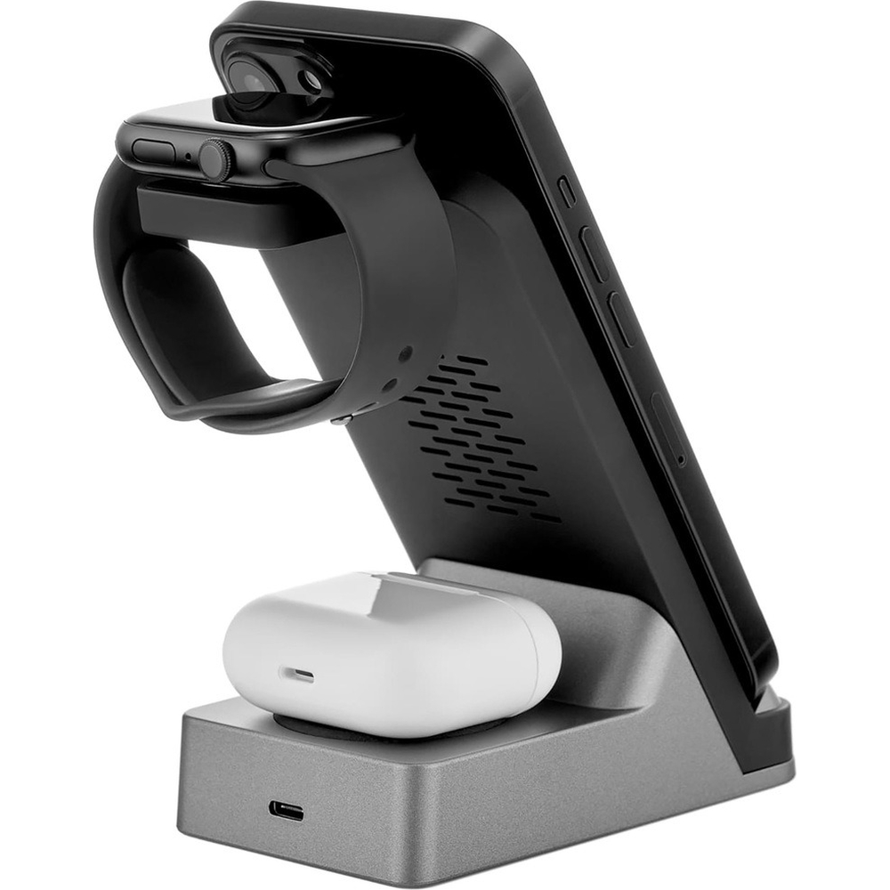 Беспроводное зарядное устройство 3в1 Rocket Stand, цвет: черный